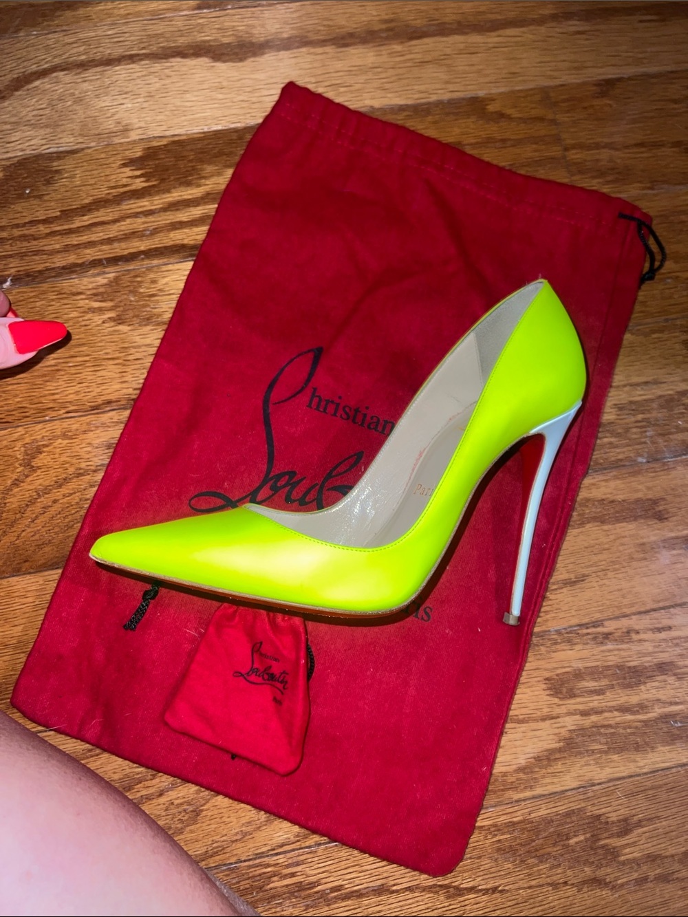 Christian Louboutin Neon Yellow Patent Pumps. originally $695.00. - Picture 5 of 11